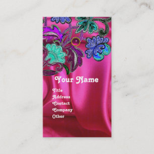 FLASCHENFLÄCHENPINK FUCHSIA SILK CLOTH, GEM MONOGR VISITENKARTE