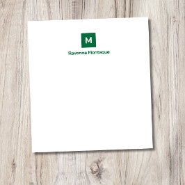 Flaschengrün Moderne Chic Trendige Monogramm Name  Notizblock