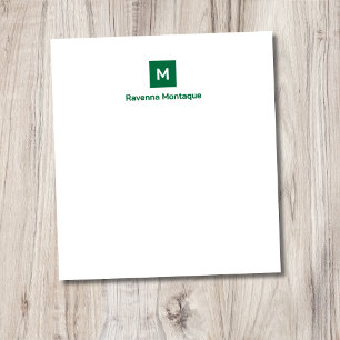 Flaschengrün Moderne Chic Trendige Monogramm Name  Notizblock