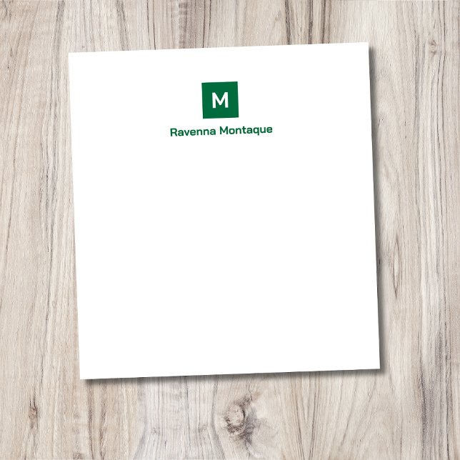 Flaschengrün Moderne Chic Trendige Monogramm Name  Notizblock (Von Creator hochgeladen)
