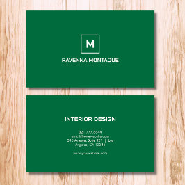 Flaschengrün Moderne Elegante Einfache Monogramm N Visitenkarte