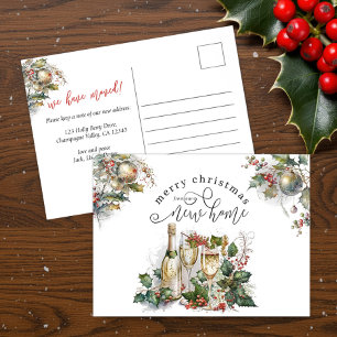Flaschenknallen Weihnachten Umzug Neues Zuhause Postkarte