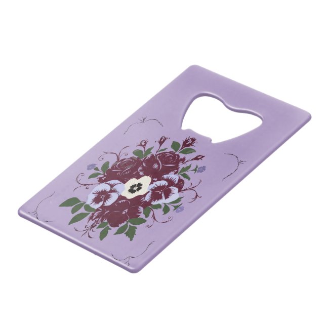 Flaschenöffner aus Stahl Bouquet de Violettes (Rückseite Schrägansicht)