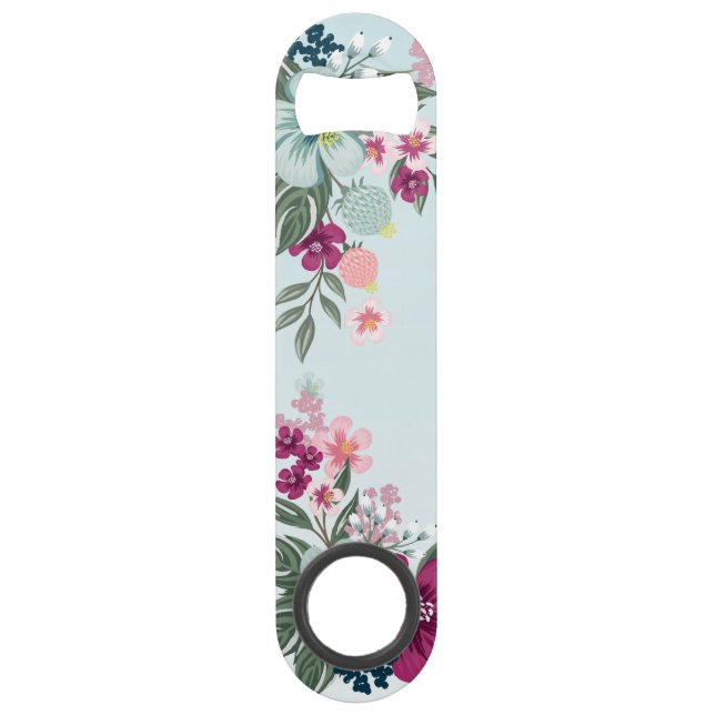 Flaschenöffner Tropische Blume auf Blue Ombre (Vorderseite)