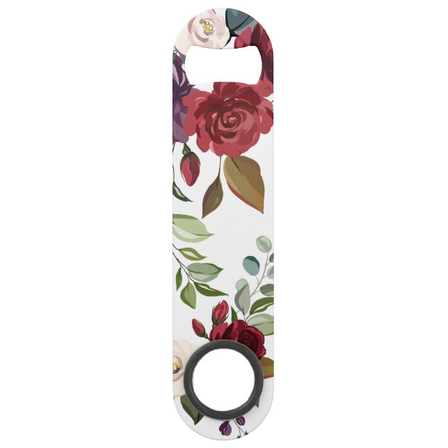 Flaschenöffner White Roses Gold Geometric Floral F (Vorderseite)