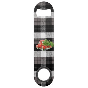 Flaschenöffner XMAS LKW Baffalo Kariert Schwarz-we