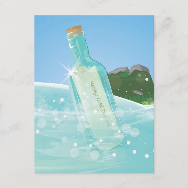 Flaschenpost Postkarte (Vorderseite)