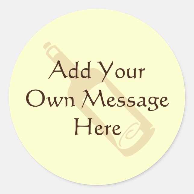 Flaschenpost. Runder Aufkleber (Vorderseite)