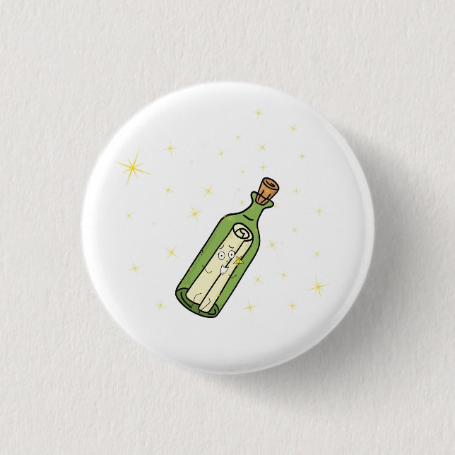 Flaschenpost-Thema Button (Vorderseite)