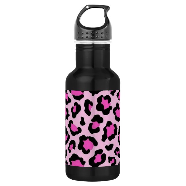 Flaschentierdruck Rosa Schwarz Edelstahlflasche (Vorderseite)