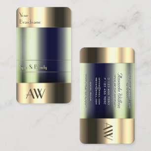 Flash Gold 3D-Initials Glasoptik Blaue Flüssigkeit Visitenkarte