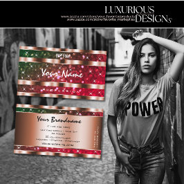 Flash Green Pink Glitzer Stars Rose Gold Creative Visitenkarte