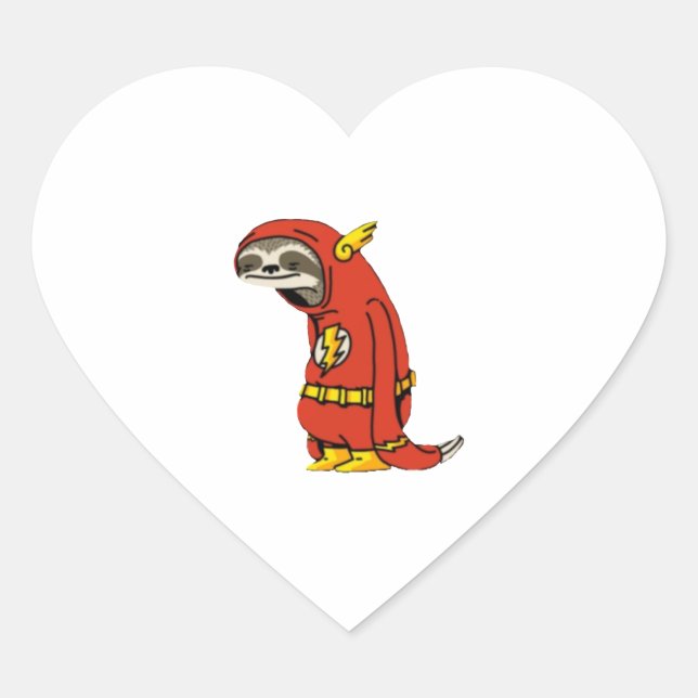Flash Sloth Herz-Aufkleber (Vorderseite)