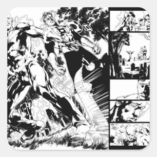 Flash- und Green Lantern-Panel 2 Quadratischer Aufkleber