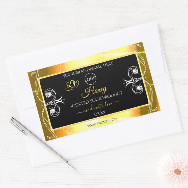 Flashy Dazzling Gold Black Étiquettes Ajouter un l (Enveloppe)