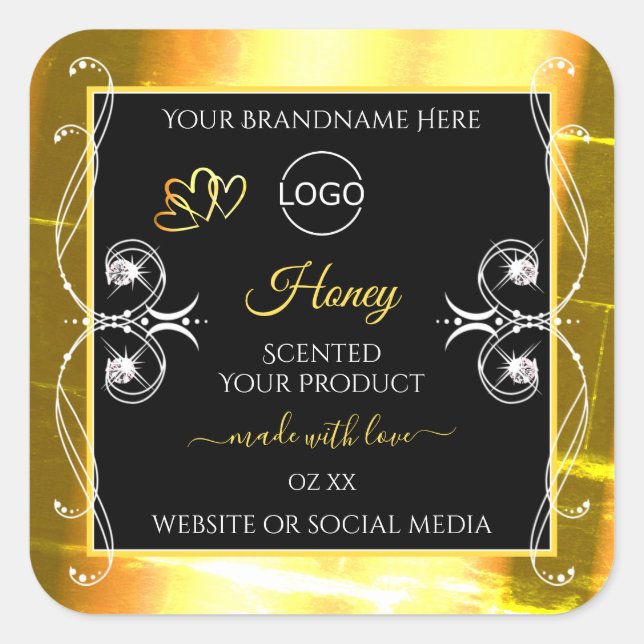 Flashy Dazzling Gold Black Étiquettes Ajouter un l (Devant)