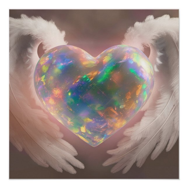 *~* Flashy Opal Heart Angel Wings AP78 Poster (Vorderseite)