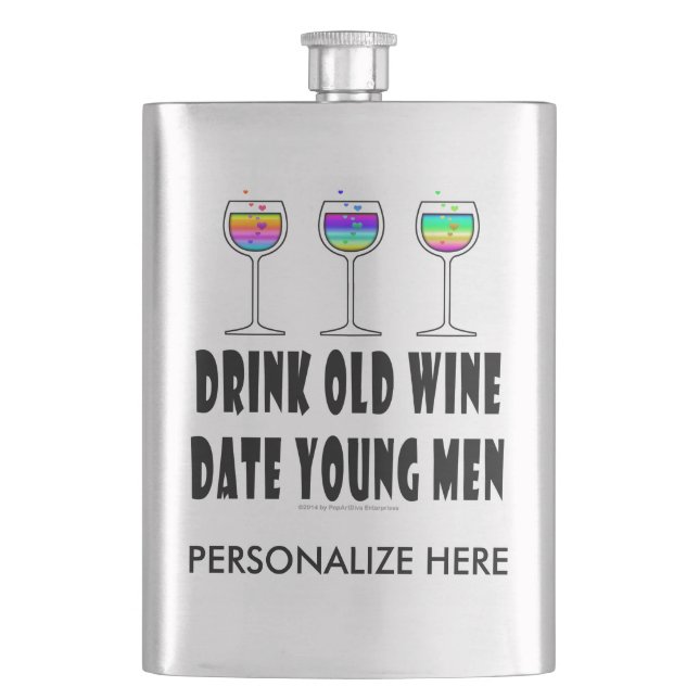 FLASK - ALTER WEIN GETRÄNKEN, JUNGE MÄNNER FLACHMANN (Vorderseite)