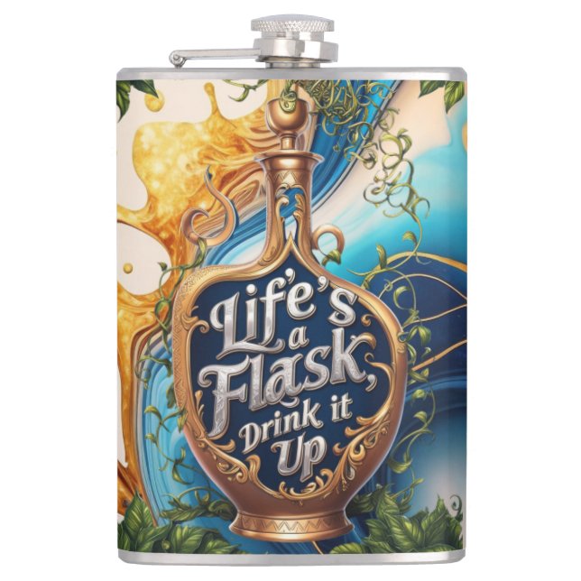 Flask Forward to Fun - Motivation zu trinken - wit Flachmann (Vorderseite)