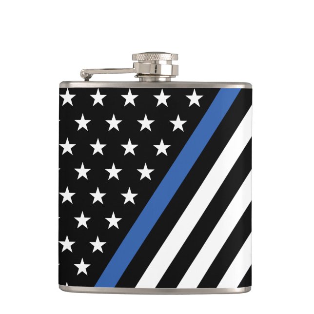 Flask mit der blauen Linie Flachmann (Vorderseite)