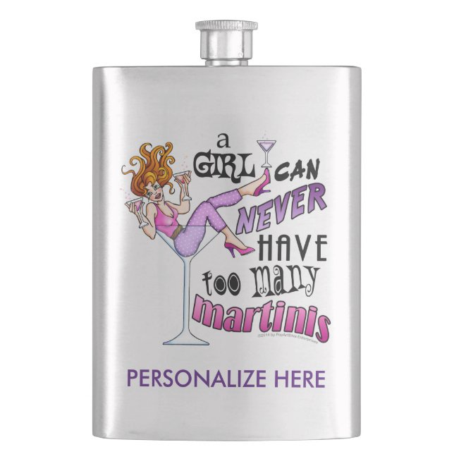 FLASK, OHNE STROMFLASCHE - ZU VIELE MARTINIS FLACHMANN (Vorderseite)