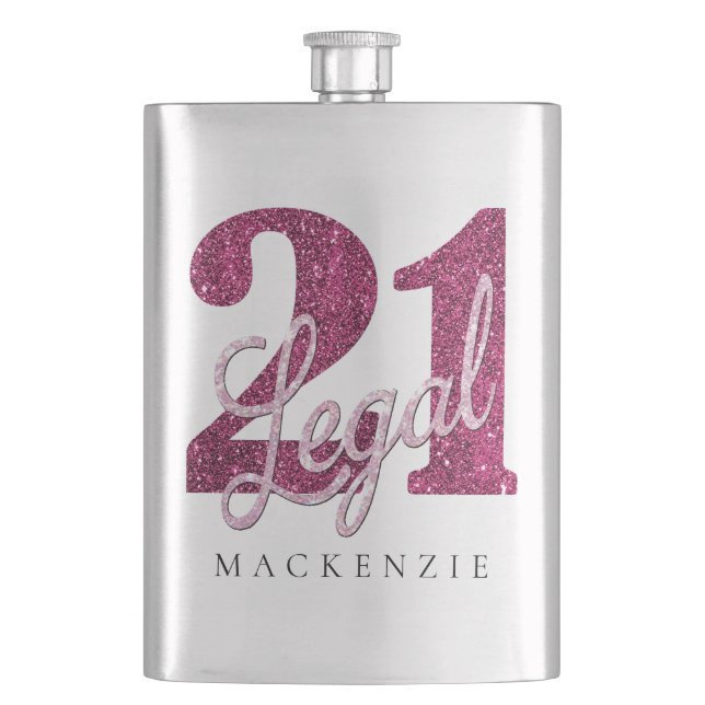 Flasque 21 et juridique | Fun Pink Faux Parties scintillan (devant)