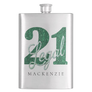 Flasque 21 et juridique Green Faux Parties scintillant 2