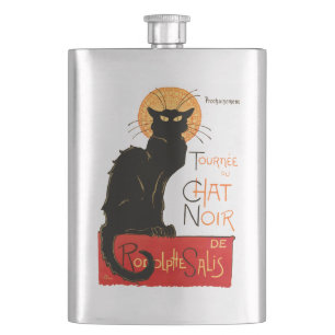 Flasque Affiche Classique Chat Noir de Steinlen en Noir