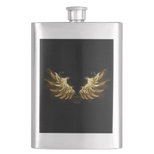 Flasque Ailes d'Ange d'or sur arrière - plan noir