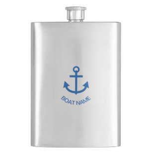 Flasque Ancre Bleu Personnalisé Votre Nom De Bateau