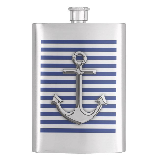 Flasque Ancre de chrome sur la copie de rayures de marine (devant)