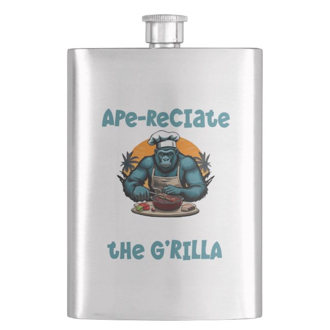 Flasque Appréciez Le Maître du BBQ G'rilla Amusement de Mo (devant)