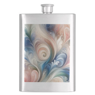 Flasque Aquarelle Imaginaire Floral Pastel Bleu & Crème