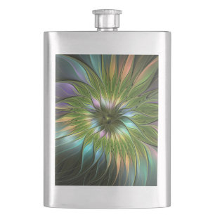 Flasque Art Fractal Fleur Imaginaire Coloré Lumineux