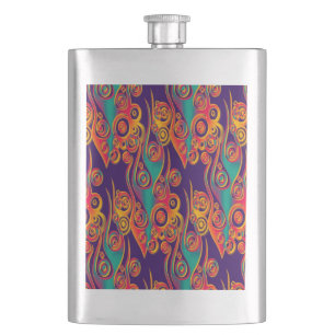 Flasque Art Motif tatouage - flammes & cercles
