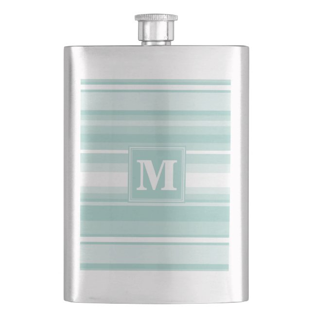 Flasque Bandes vertes de menthe monogramme (devant)