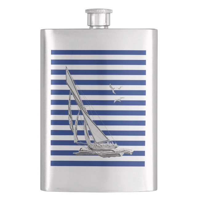 Flasque Bateau à voile Chrome sur bandes de marine Imprime (devant)