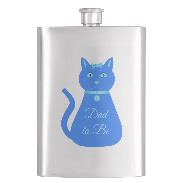 Flasque Bébé Bleu mignon chat Personnalisé Papa à être (devant)