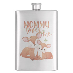 Flasque Biche Cerf et Faon Maman m'aime
