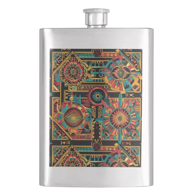 Flasque Bleu Ancien "Rêve Aztèque" Classique (devant)