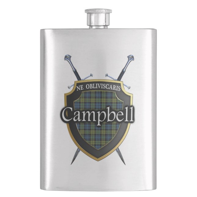 Flasque Bouclier et épées de tartan de Campbell d'écossais (devant)