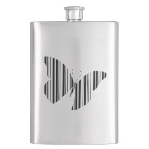 Flasque BOUTEILLE CODE BAR Papillons Motif Design