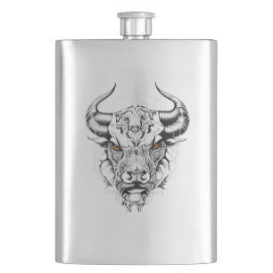 Flasque Bull Wild Animal Nature Illustration Art tatouage