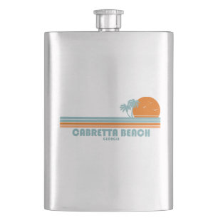 Flasque Cabretta Beach Sapelo Island Géorgie Palmier Solei