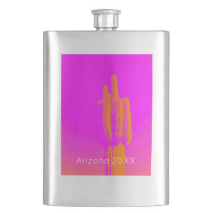 Flasque Cactus Photoart Rose Orange Texte personnalisé Dés
