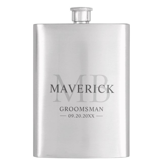 Flasque Cadeau de mariage pour garçons d'honneur avec mono (devant)