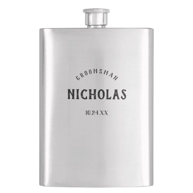 Flasque Cadeau masculin vintage de Groomsman personnalisé (devant)