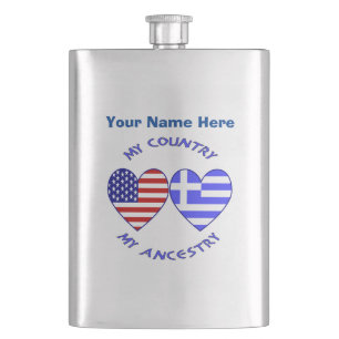 Flasque Cadeau personnalisé pour les cœurs USA Grèce Ancêt
