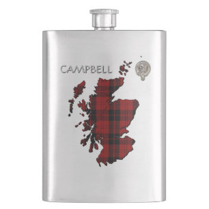 Flasque Carte Clan Campbell Crest & Armaddie Tartan