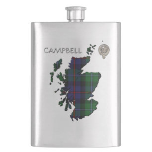 Flasque Carte Clan Campbell Crest & Cawdor Tartan